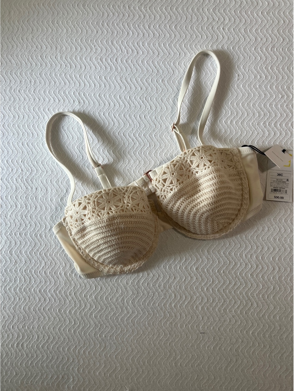 Shade & Shore Crochet Detail Bra 36C Off-White